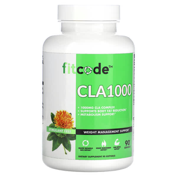 fitcode, CLA1000, 1 000 mg, 90 capsules molles pour le contrôle du poids