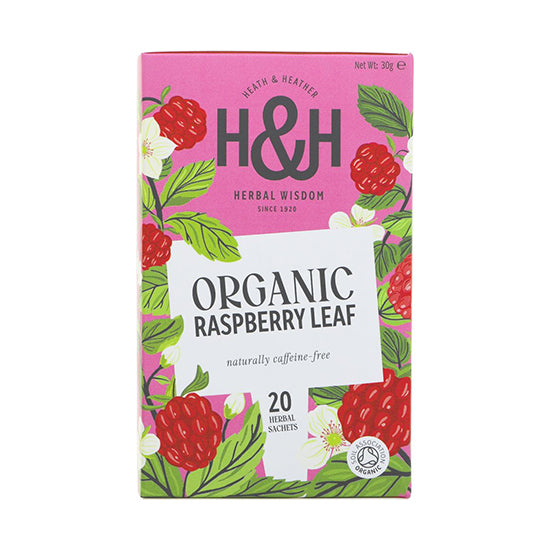 Infusion de Thé Bio Feuille de Framboisier Heath & Heather – 20 Sachets de Tisane Sans Caféine, Rituel Bien-être Féminin