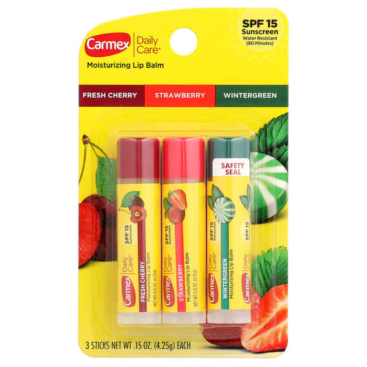 Carmex, Daily Care®, Moisturizing Lip Balm, Variety, SPF 15, 3 Pack, 0.15 oz (4.25 g) Each