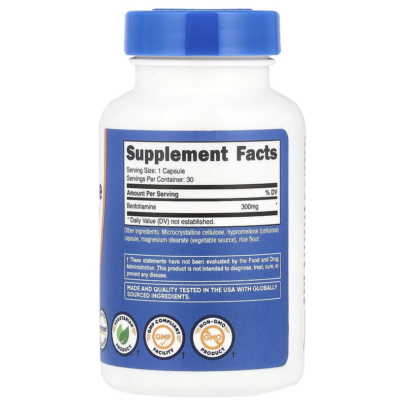 Nutricost, Benfotiamine, 300 mg, 30 Capsules