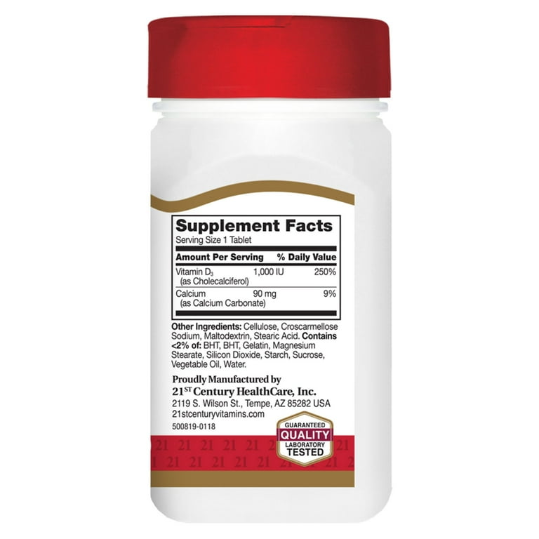 21st  Century D3 1000 IU Softgels 110 Count for immunity and bone support