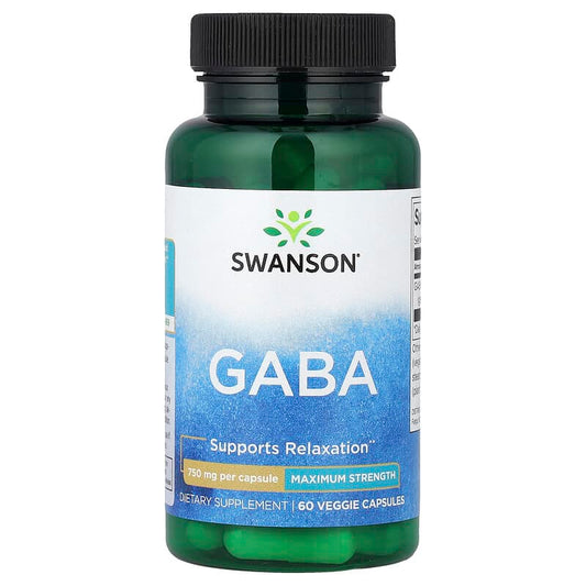 Swanson, GABA, Maximum Strength, 750 mg, 60 Veggie Capsules
